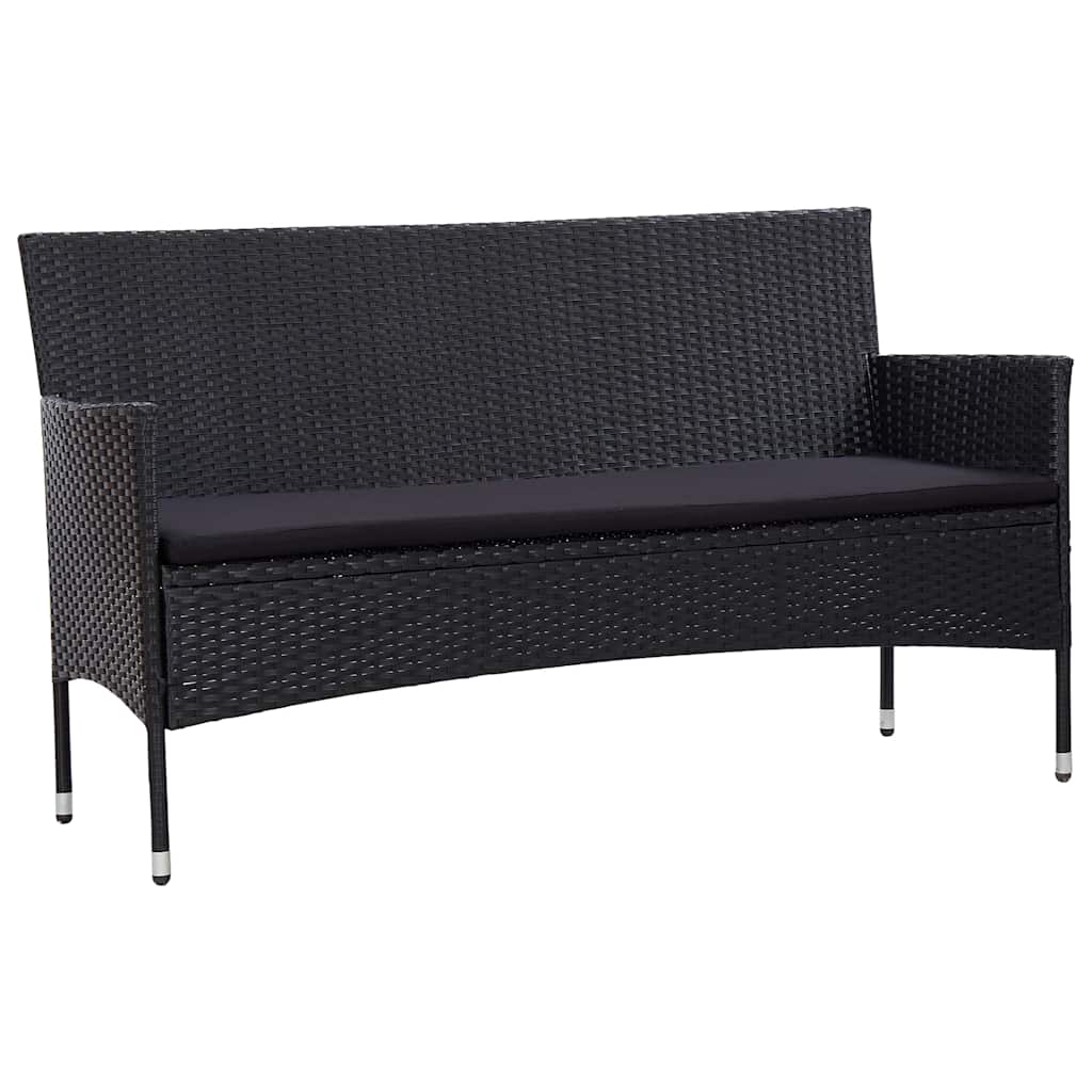 3-personers havesofa med hynder polyrattan sort