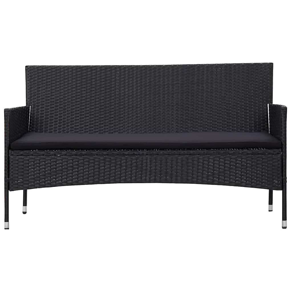 3-personers havesofa med hynder polyrattan sort