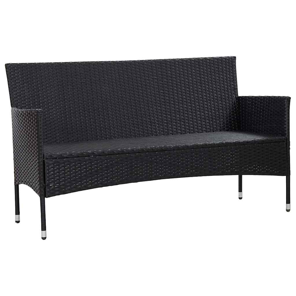 3-personers havesofa med hynder polyrattan sort