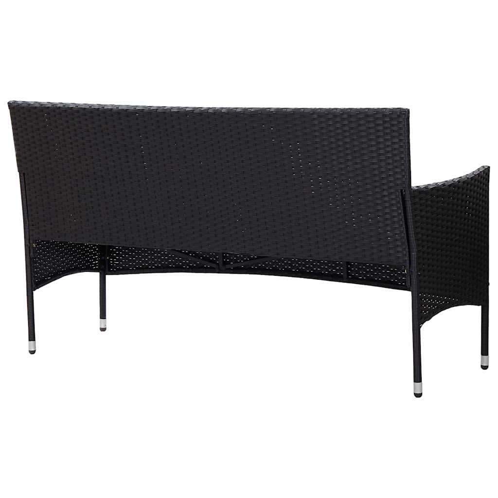 3-personers havesofa med hynder polyrattan sort