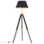 gulvlampe med trefod 141 cm massivt teaktræ sort og guldfarvet