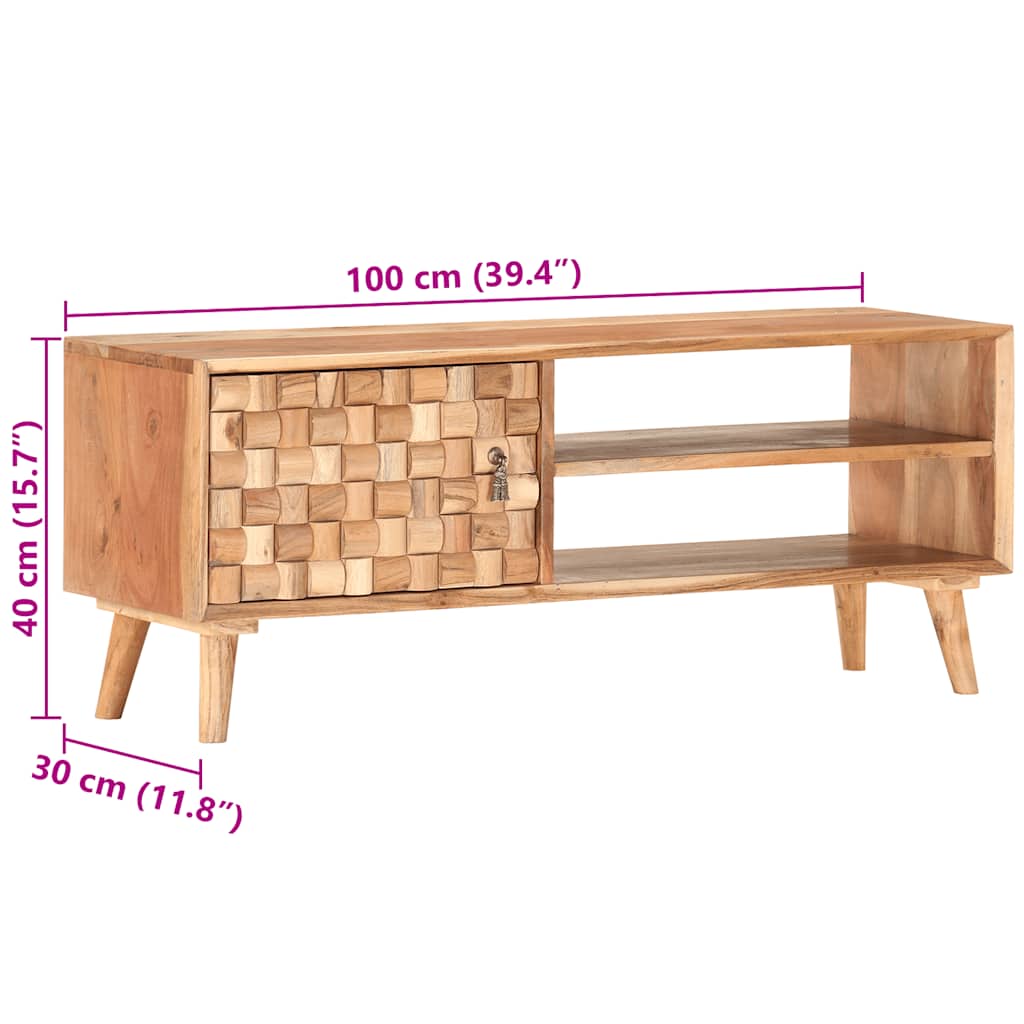 tv-skab 100x30x40 cm massivt akacietræ