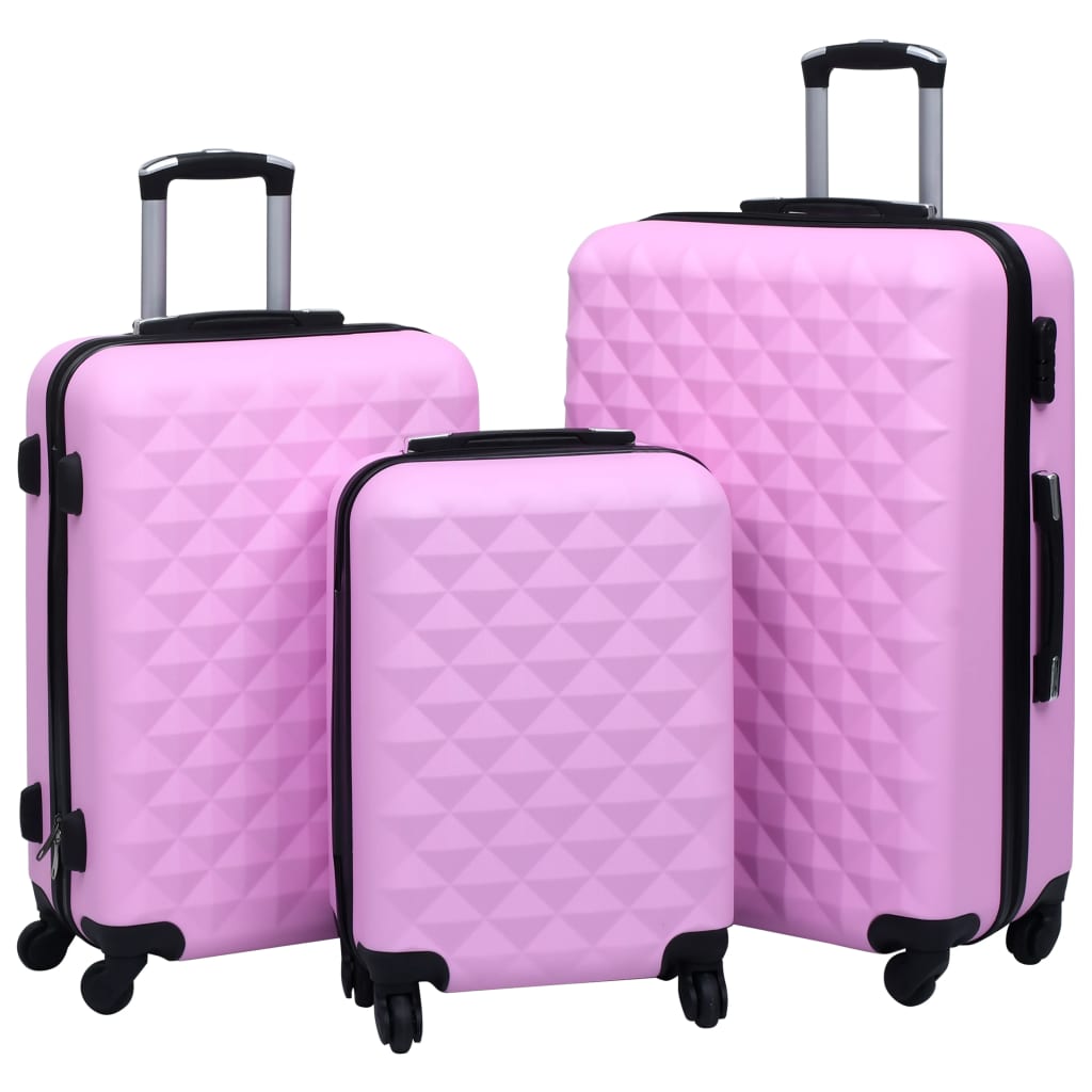 kuffertsæt 3 stk. hardcase ABS pink