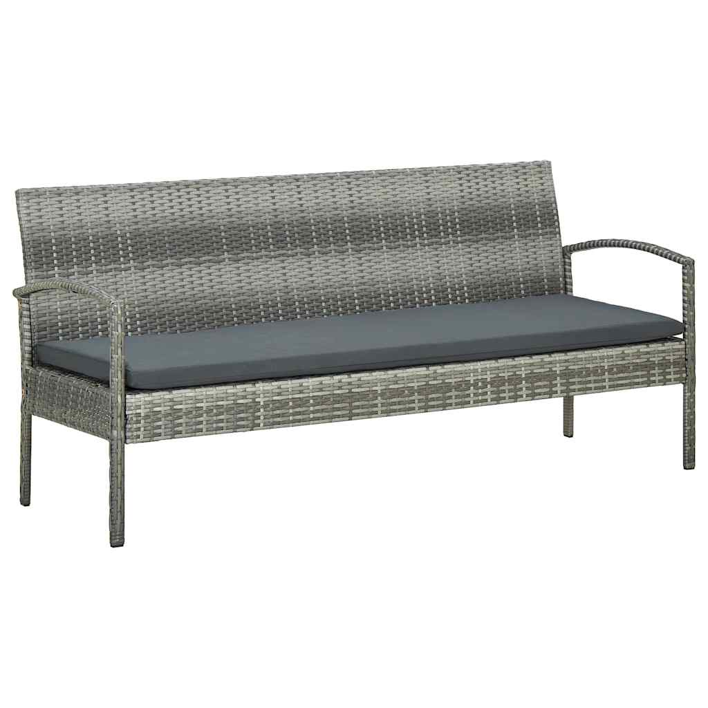 loungesæt til haven 5 dele med hynder polyrattan grå