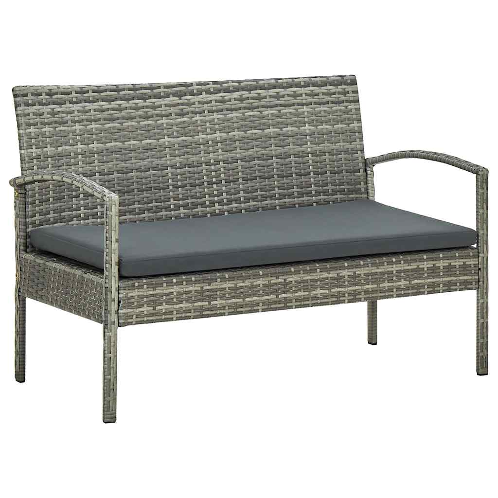 loungesæt til haven 5 dele med hynder polyrattan grå