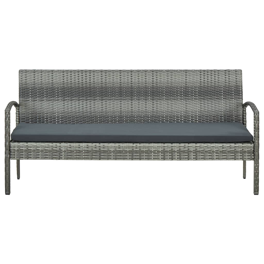 3-personers havesofa med hynder polyrattan grå