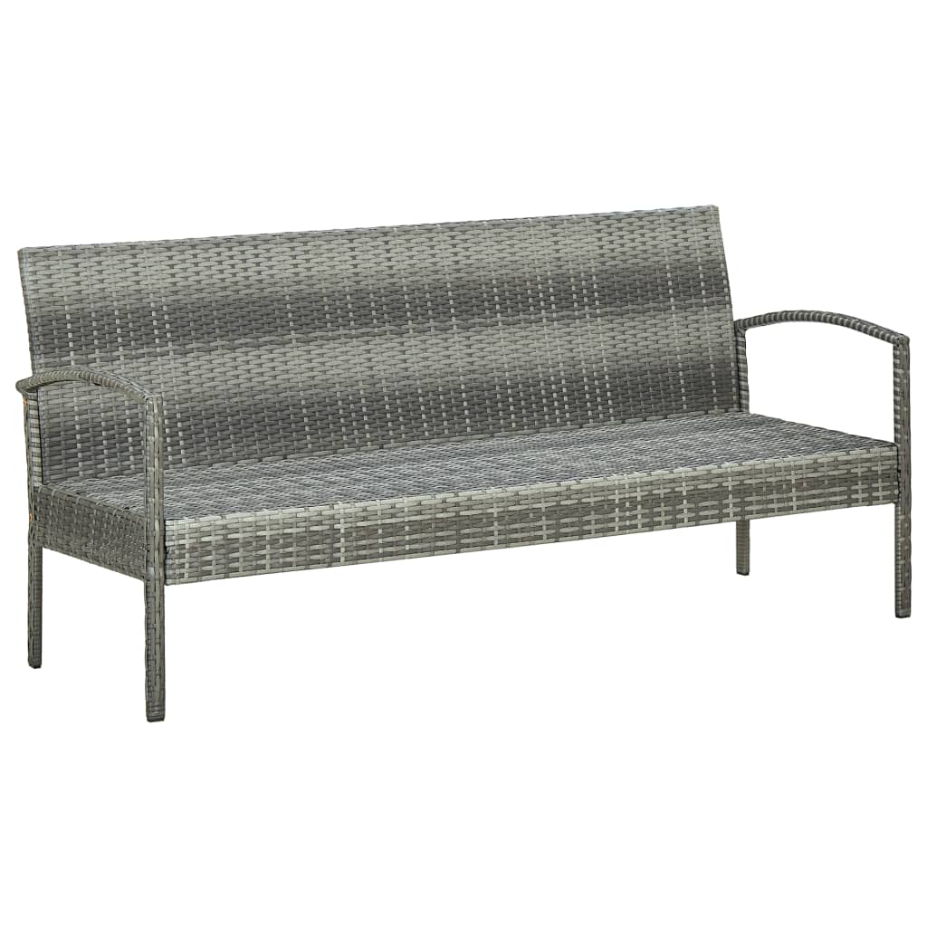 3-personers havesofa med hynder polyrattan grå