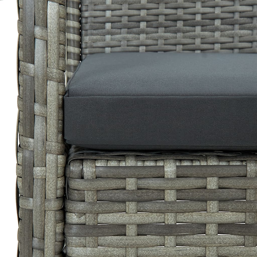3-personers havesofa med hynder polyrattan grå