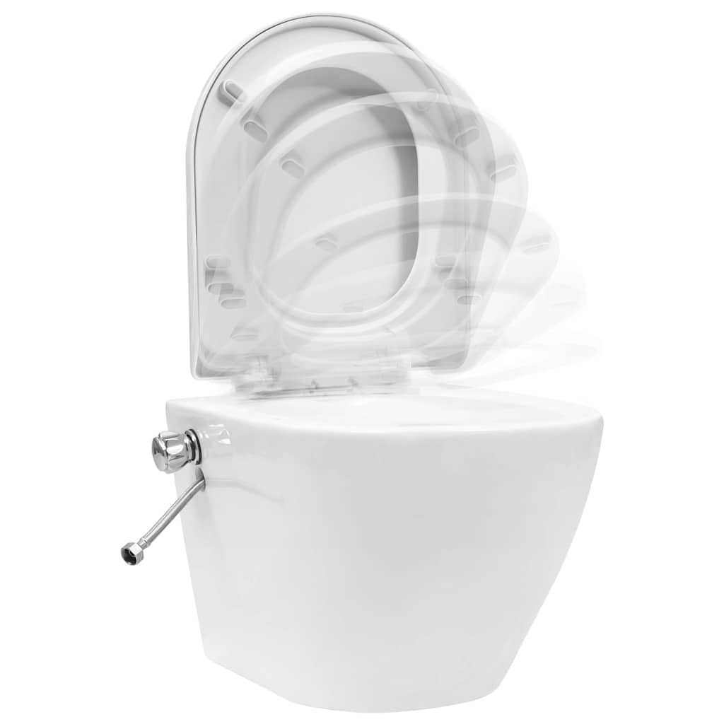 væghængt toilet uden kant med bidetfunktion keramik hvid