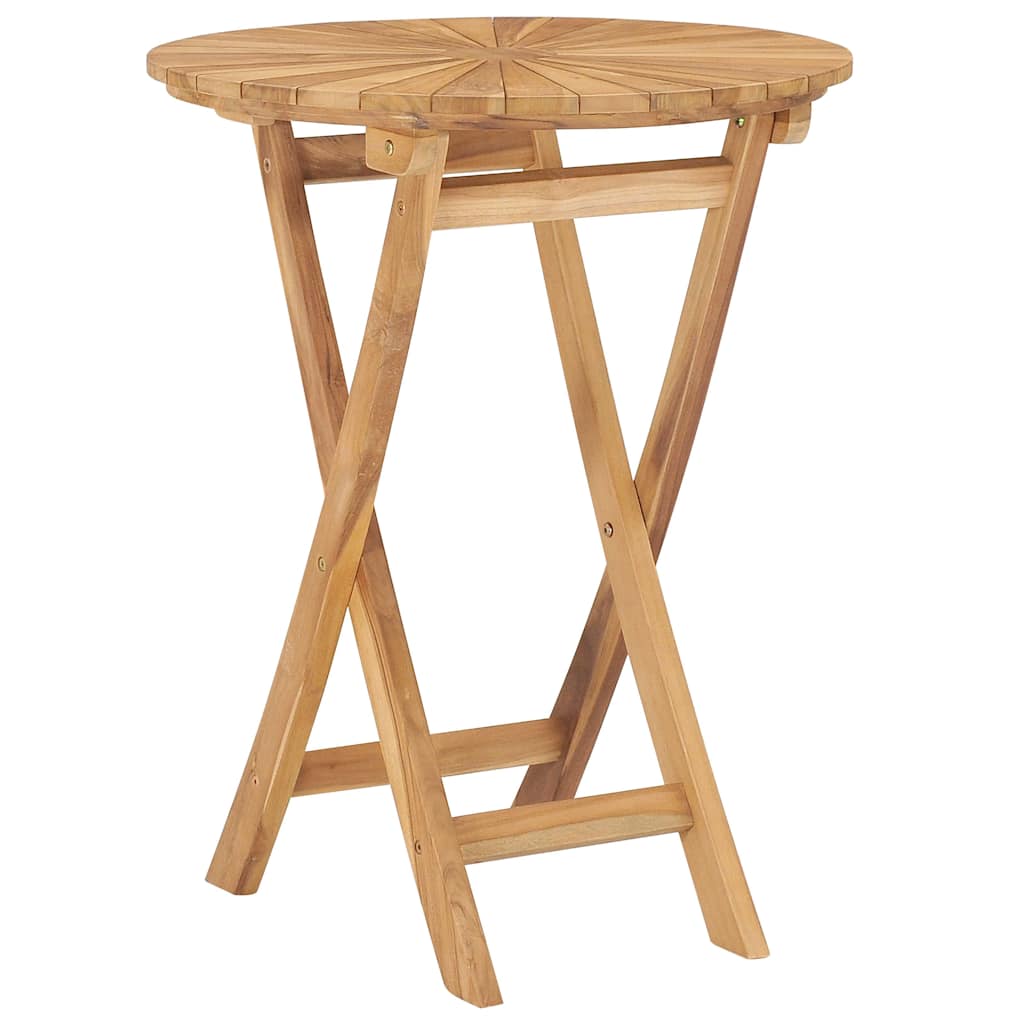foldbart havebord Ø 60 cm massivt teaktræ