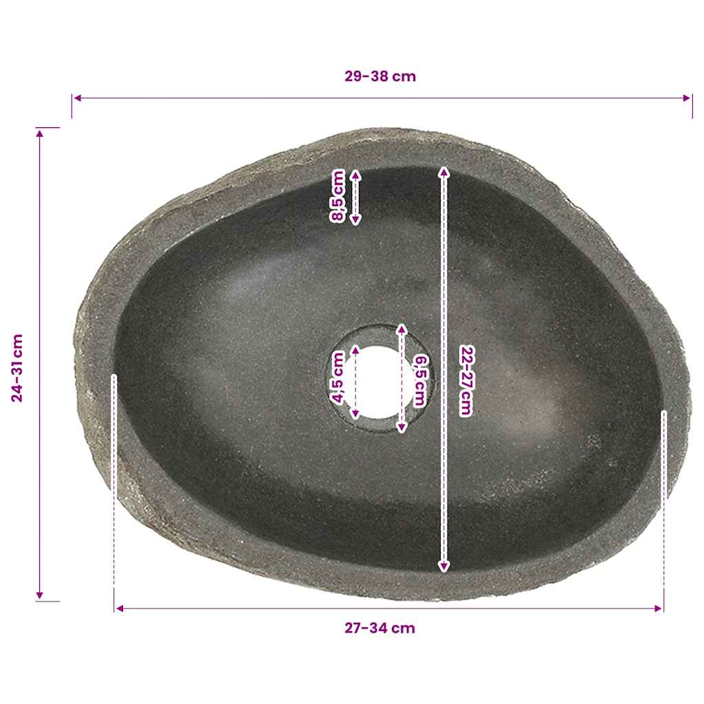 håndvask (29-38) x (24-31) cm oval flodsten