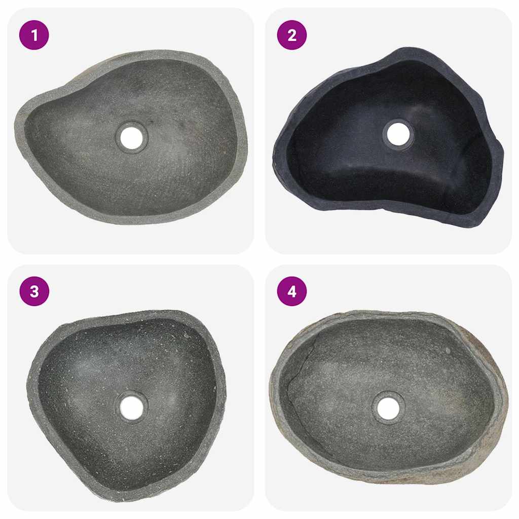 håndvask (37-46) x (29-36) cm oval flodsten