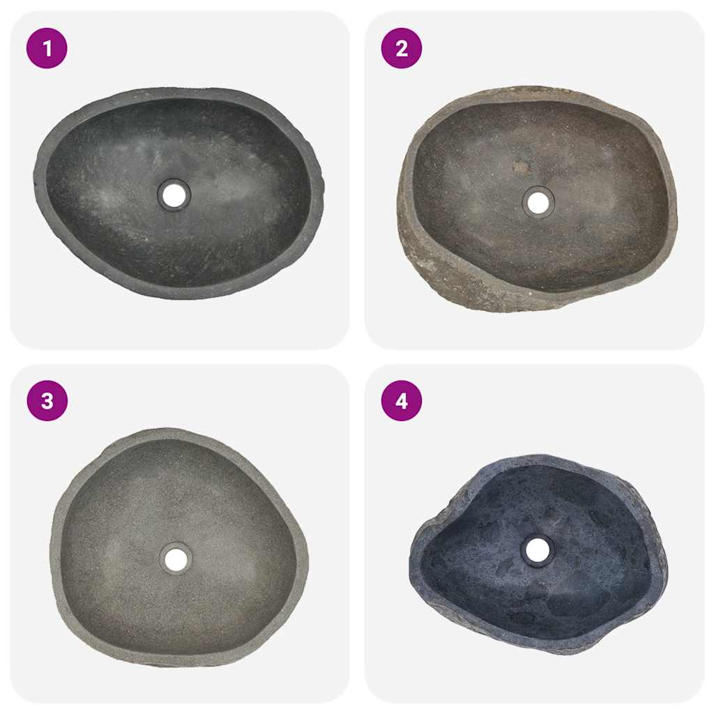håndvask (45-53)x(34-41) cm oval flodsten