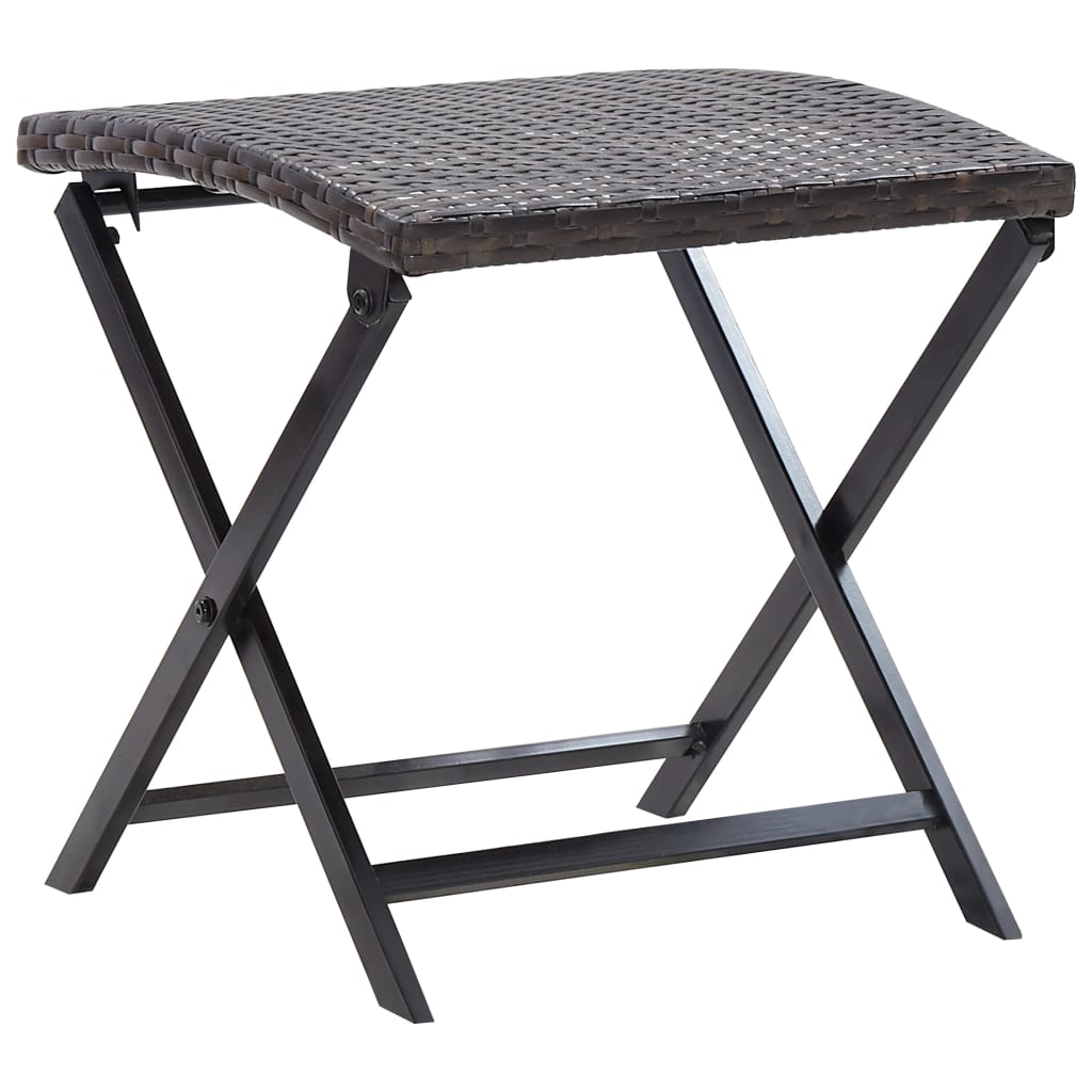 foldbar skammel polyrattan brun