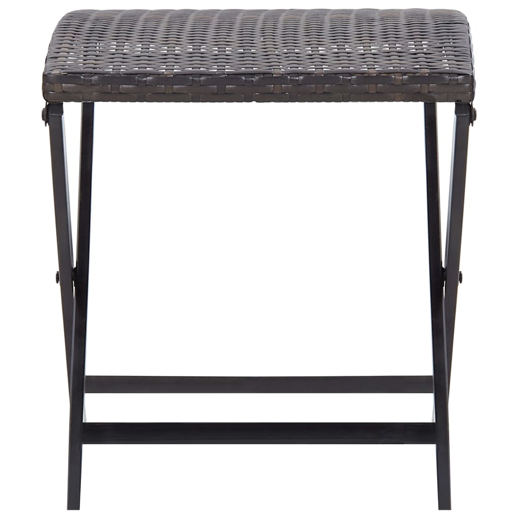 foldbar skammel polyrattan brun
