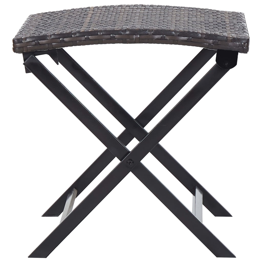 foldbar skammel polyrattan brun