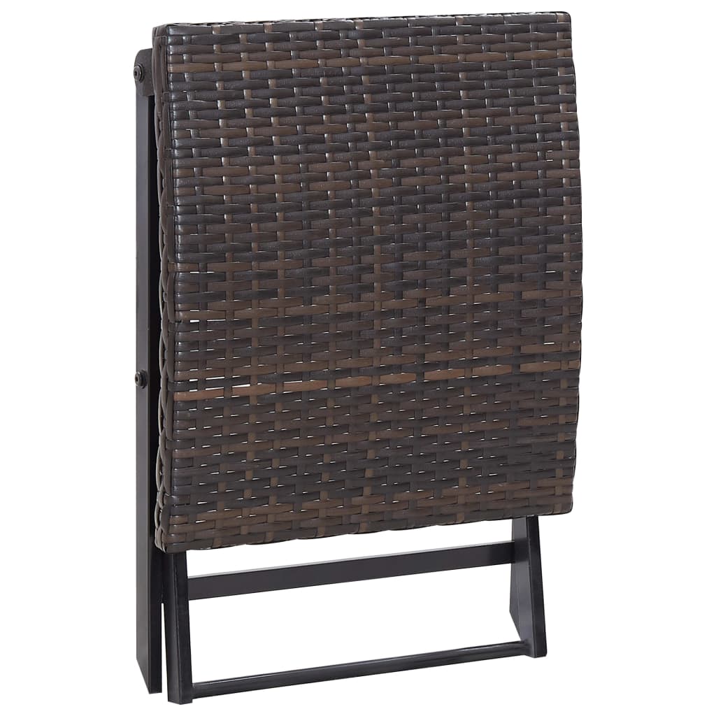 foldbar skammel polyrattan brun