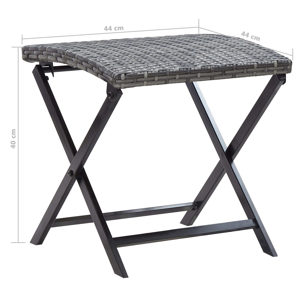 foldbar taburet polyrattan grå
