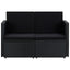 2-personers havesofa med hynder polyrattan sort
