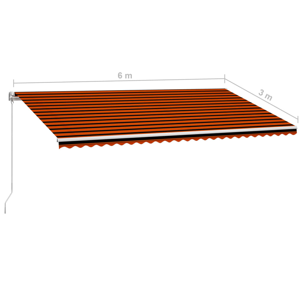 foldemarkise manuel betjening 600 x 300 cm orange og brun