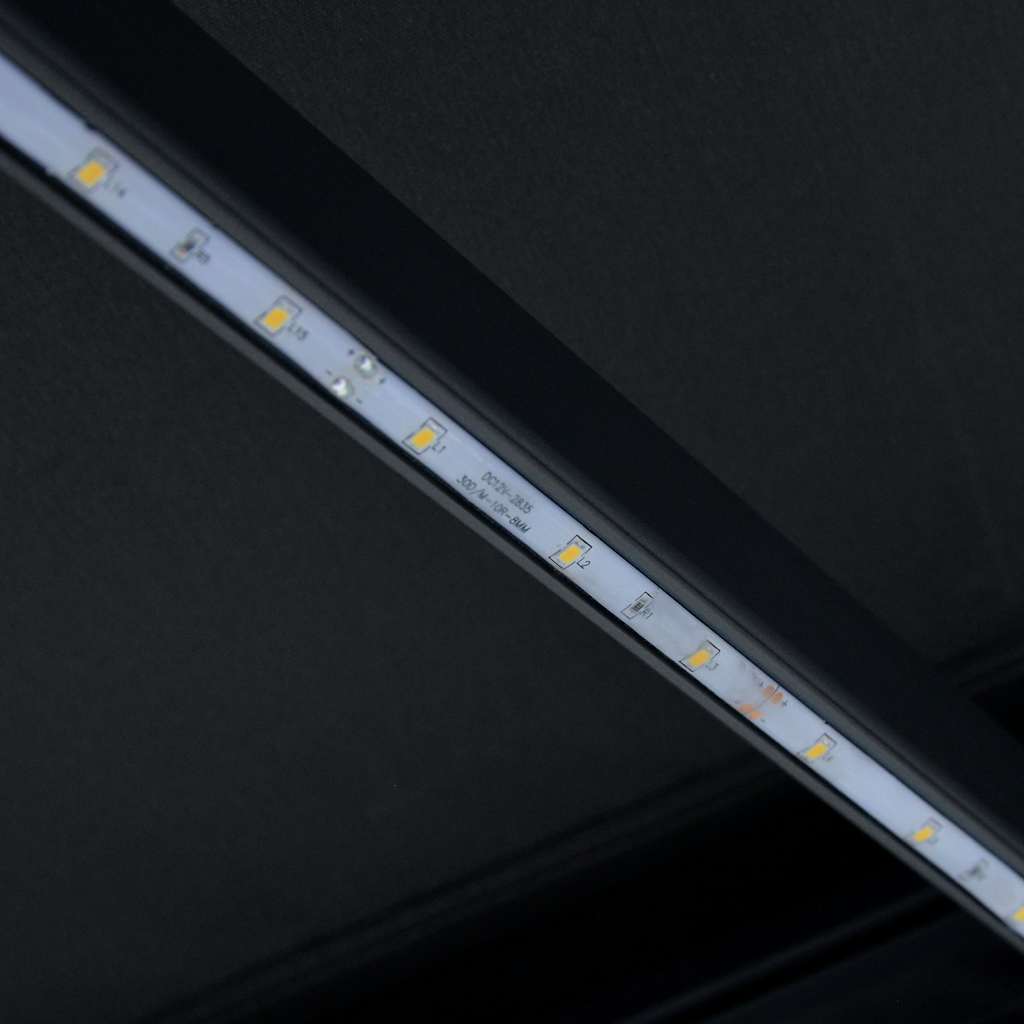 markise m. LED-lys 350x250 cm manuel betjening antracitgrå
