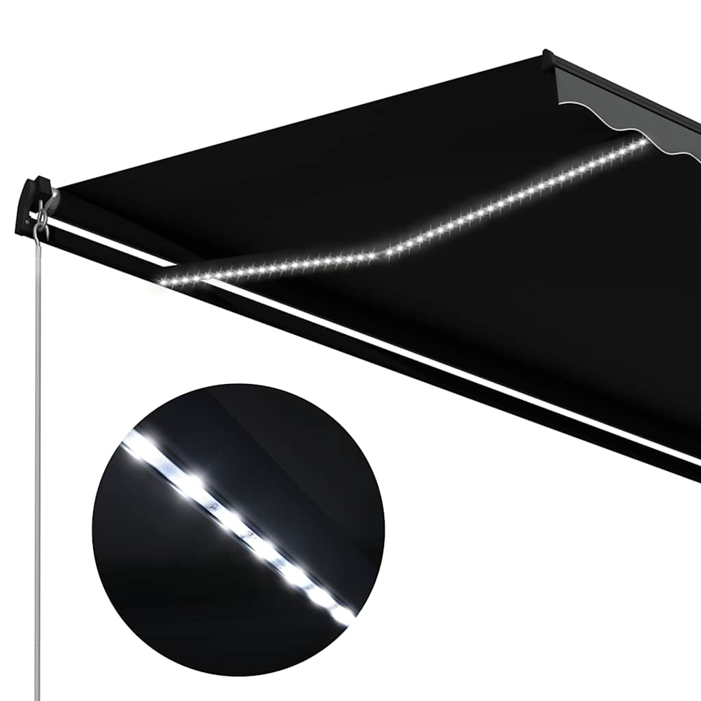 markise m. LED-lys 450x300 cm manuel betjening antracitgrå