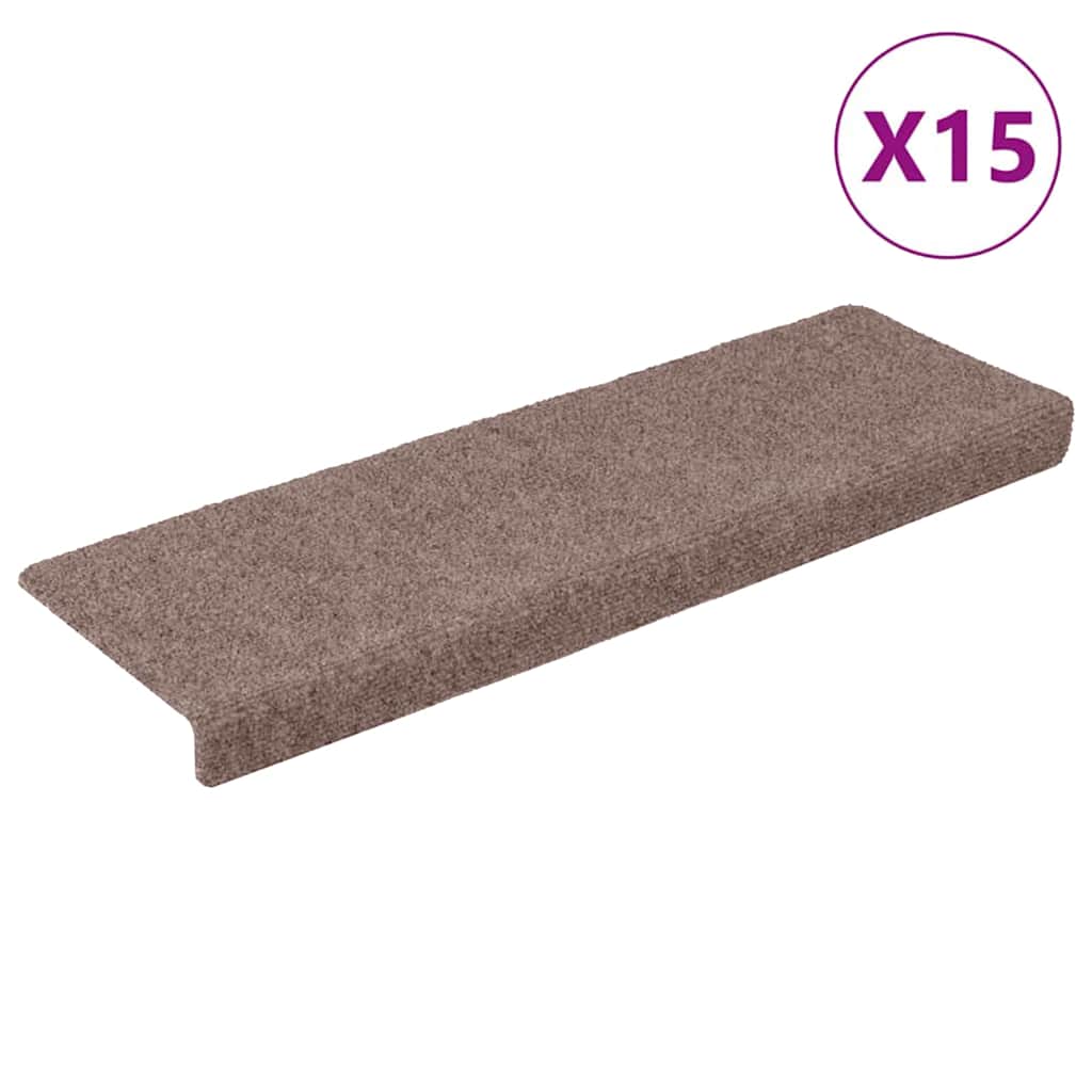 trappemåtter selvklæbende 15 stk. 65x21x4 cm lysebrun rektangulære kant