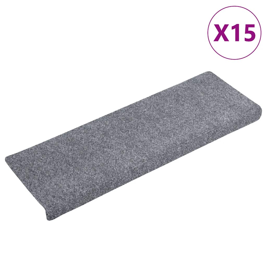 trappemåtter selvklæbende 15 stk. 65x21x4 cm lysegrå rektangulær kant