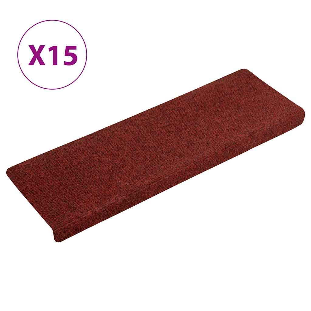 trappemåtter selvklæbende 15 stk. 65x21x4 cm bordeauxrød rektangulær kant