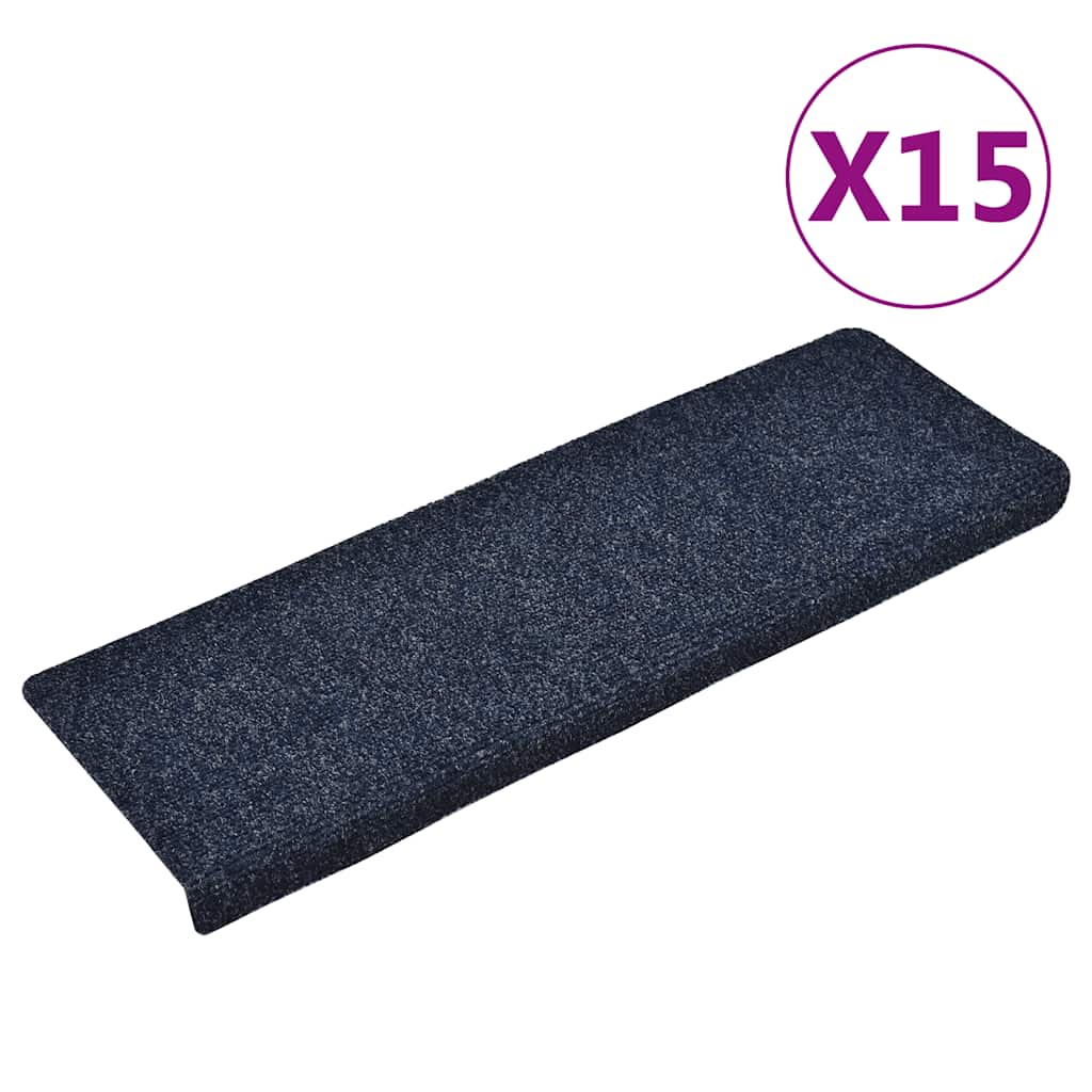 trappemåtter selvklæbende 15 stk. 65x21x4 cm blå rektangulær kant