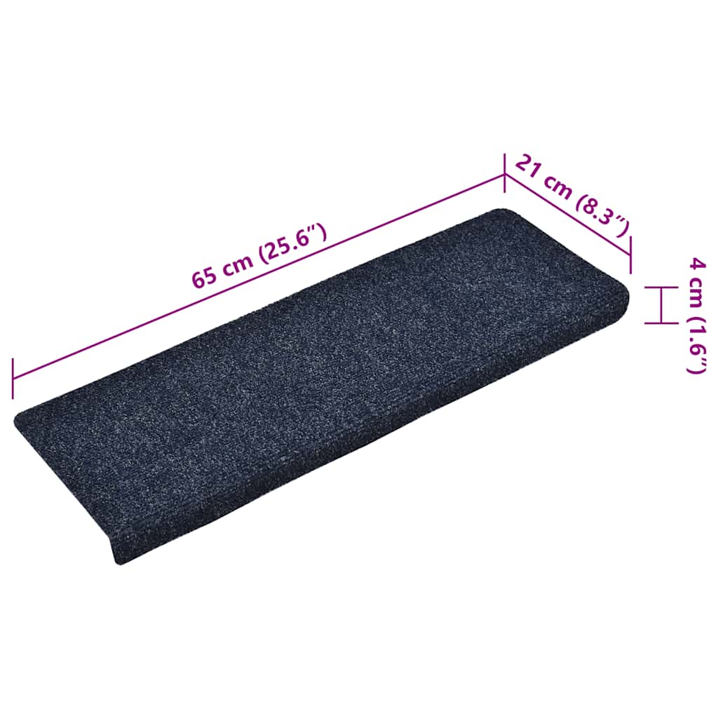 trappemåtter selvklæbende 15 stk. 65x21x4 cm blå rektangulær kant