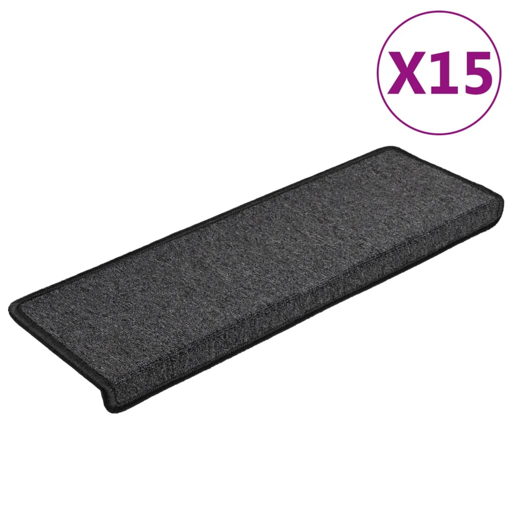 trappemåtter 15 stk. 65x21x4 cm antracit rektangulær kant