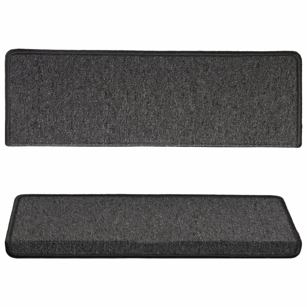 trappemåtter 15 stk. 65x21x4 cm antracit rektangulær kant