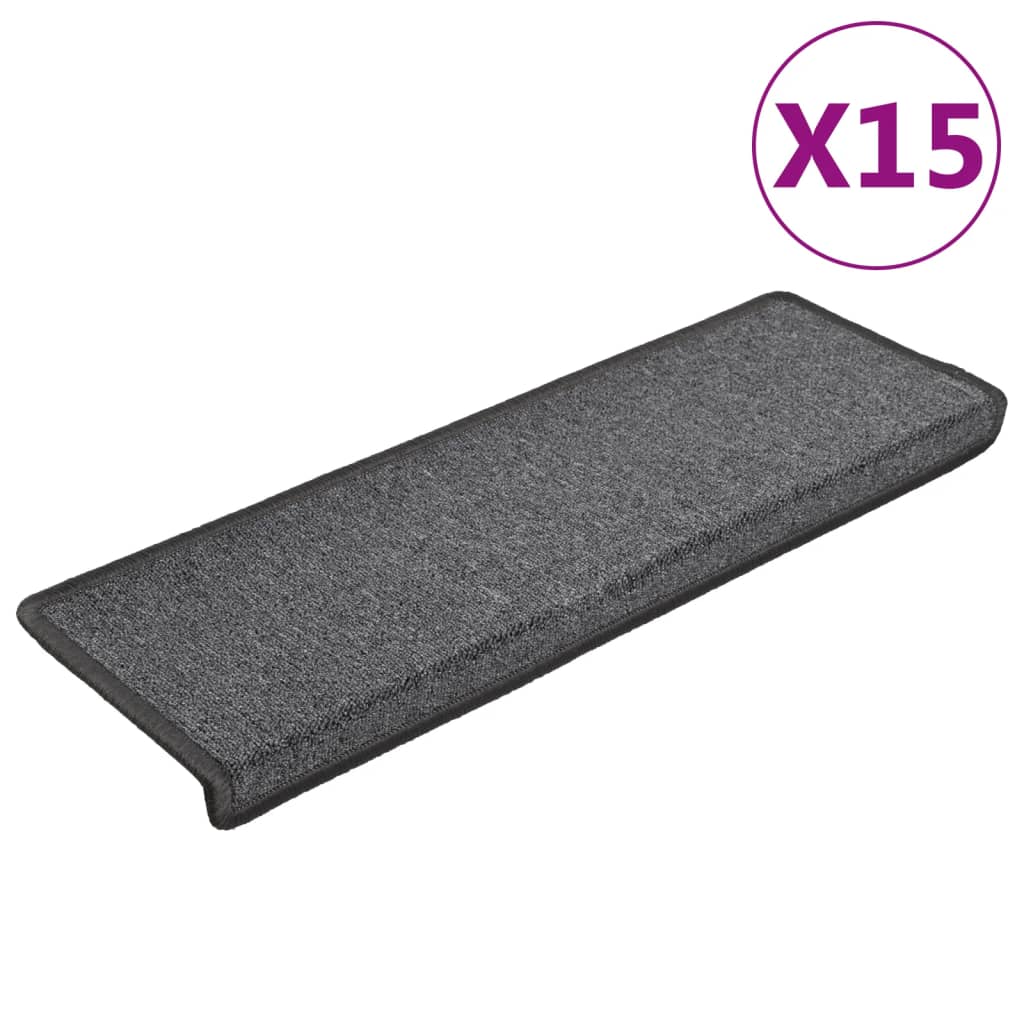 trappemåtter 15 stk. 65x21x4 cm mørkegrå rektangulær kant