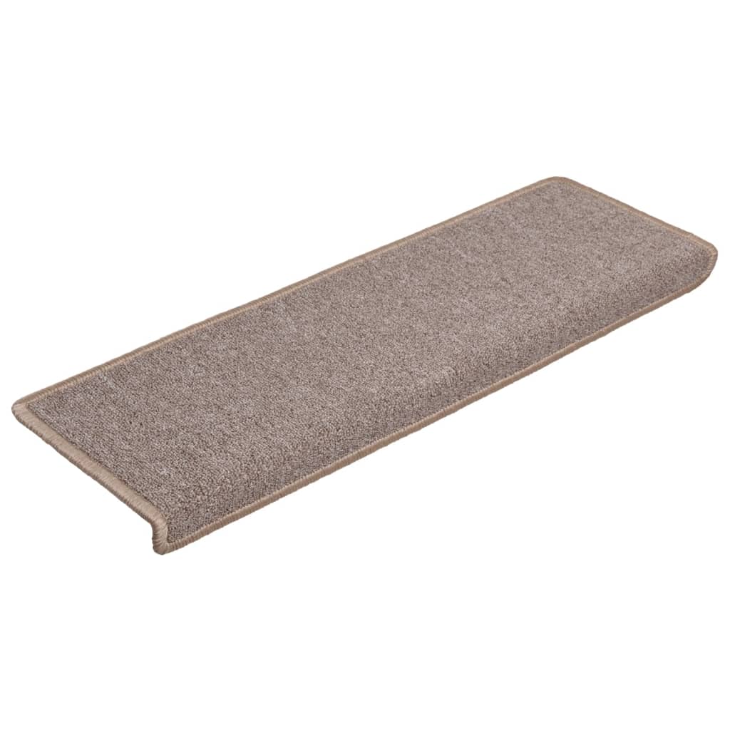 trappemåtter 15 stk. 65x21x4 cm lysebrune rektangulære kanter