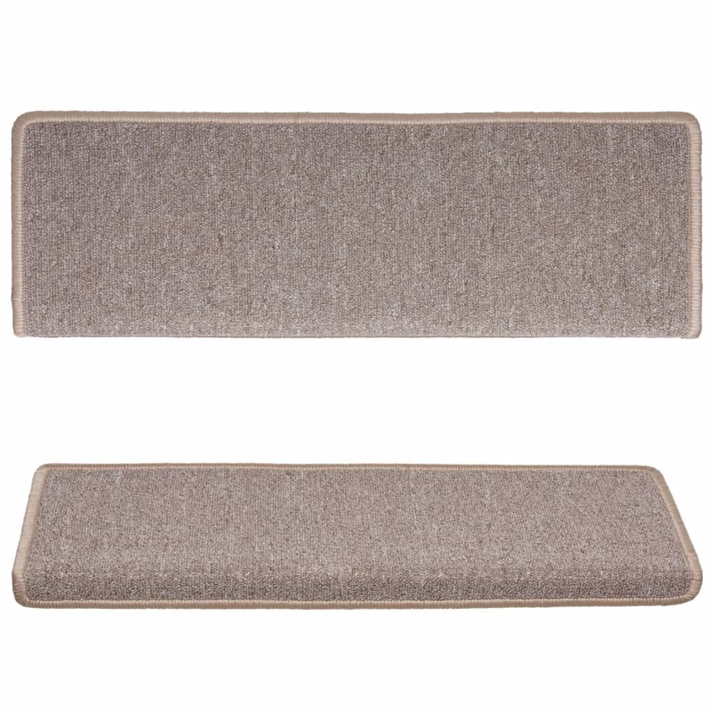 trappemåtter 15 stk. 65x21x4 cm lysebrune rektangulære kanter