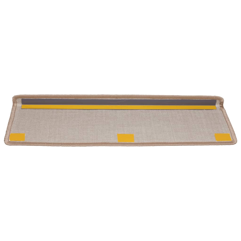 trappemåtter 15 stk. 65x21x4 cm lysebrune rektangulære kanter