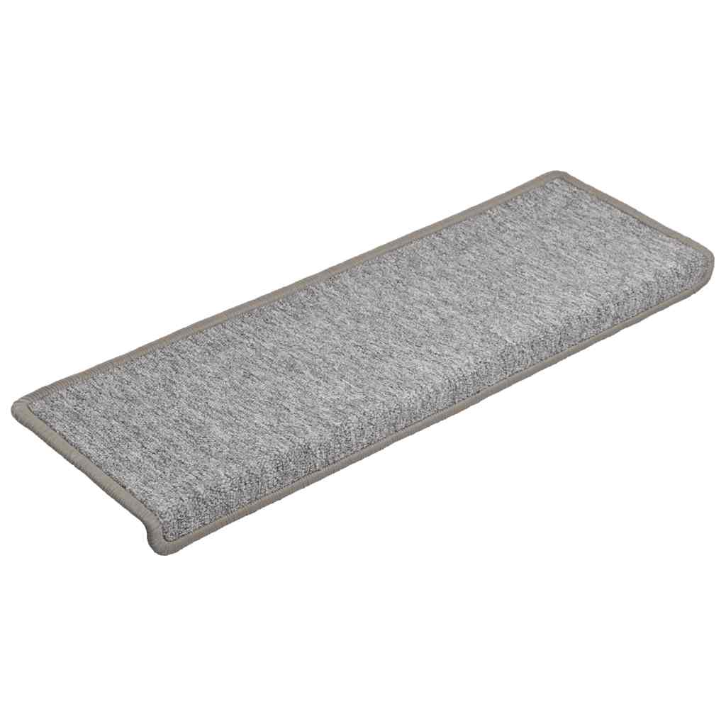 trappemåtter 15 stk. 65x21x4 cm lysegrå rektangulær kant