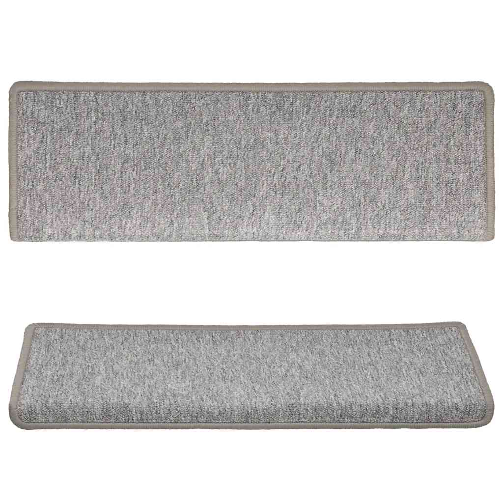 trappemåtter 15 stk. 65x21x4 cm lysegrå rektangulær kant