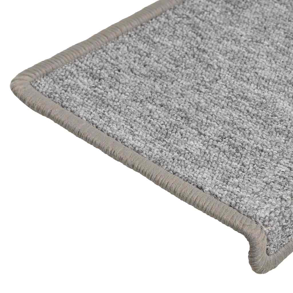 trappemåtter 15 stk. 65x21x4 cm lysegrå rektangulær kant