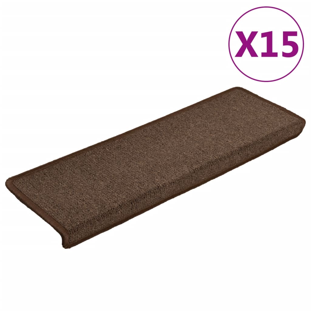 trappemåtter 15 stk. 65x21x4 cm brune rektangulære kanter