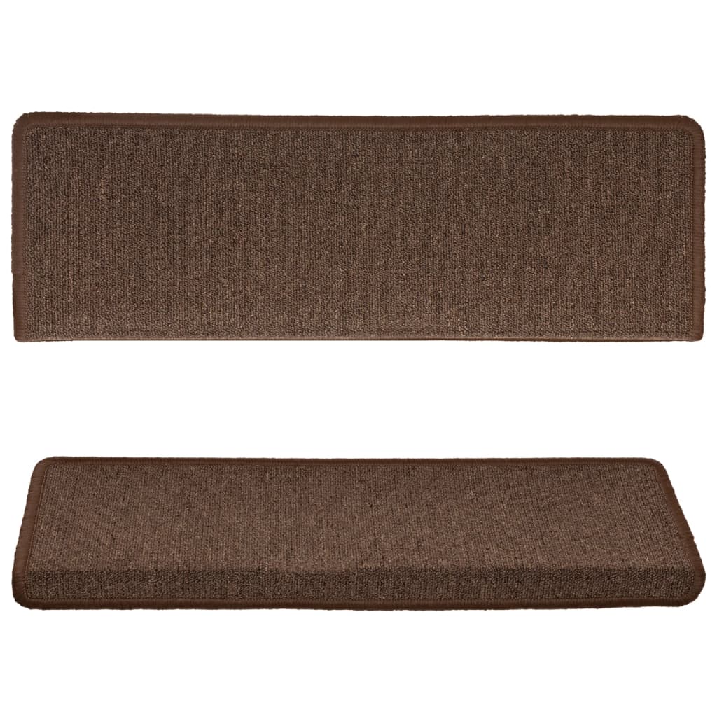 trappemåtter 15 stk. 65x21x4 cm brune rektangulære kanter