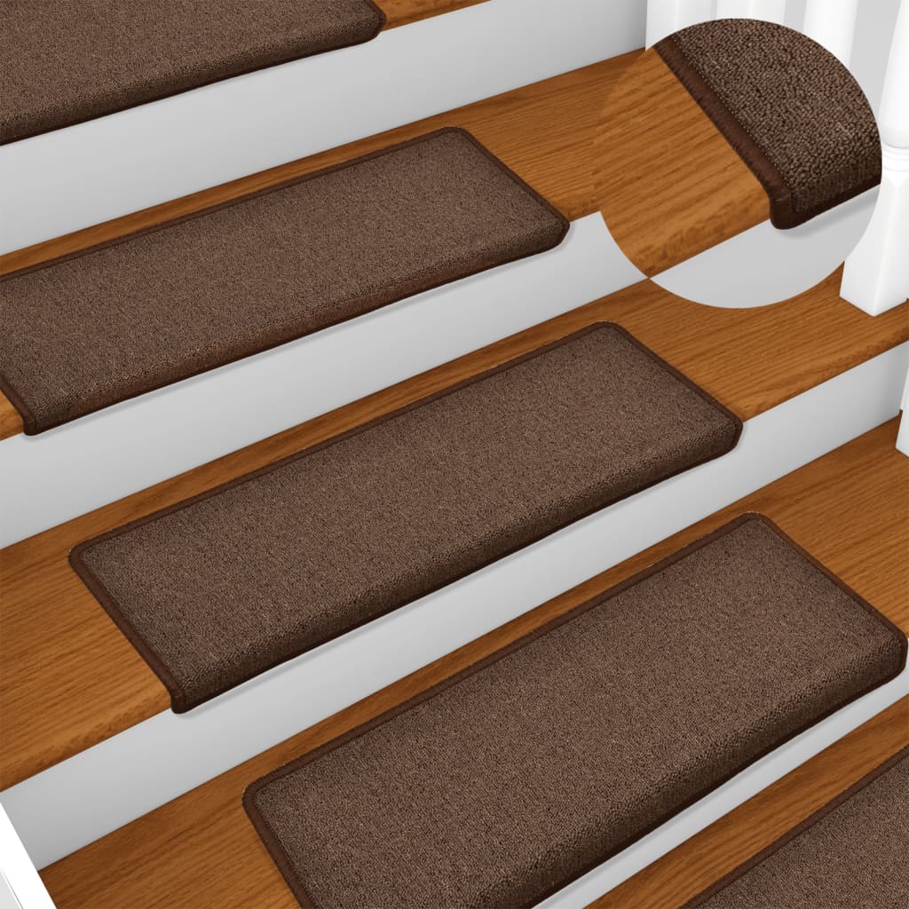 trappemåtter 15 stk. 65x21x4 cm brune rektangulære kanter