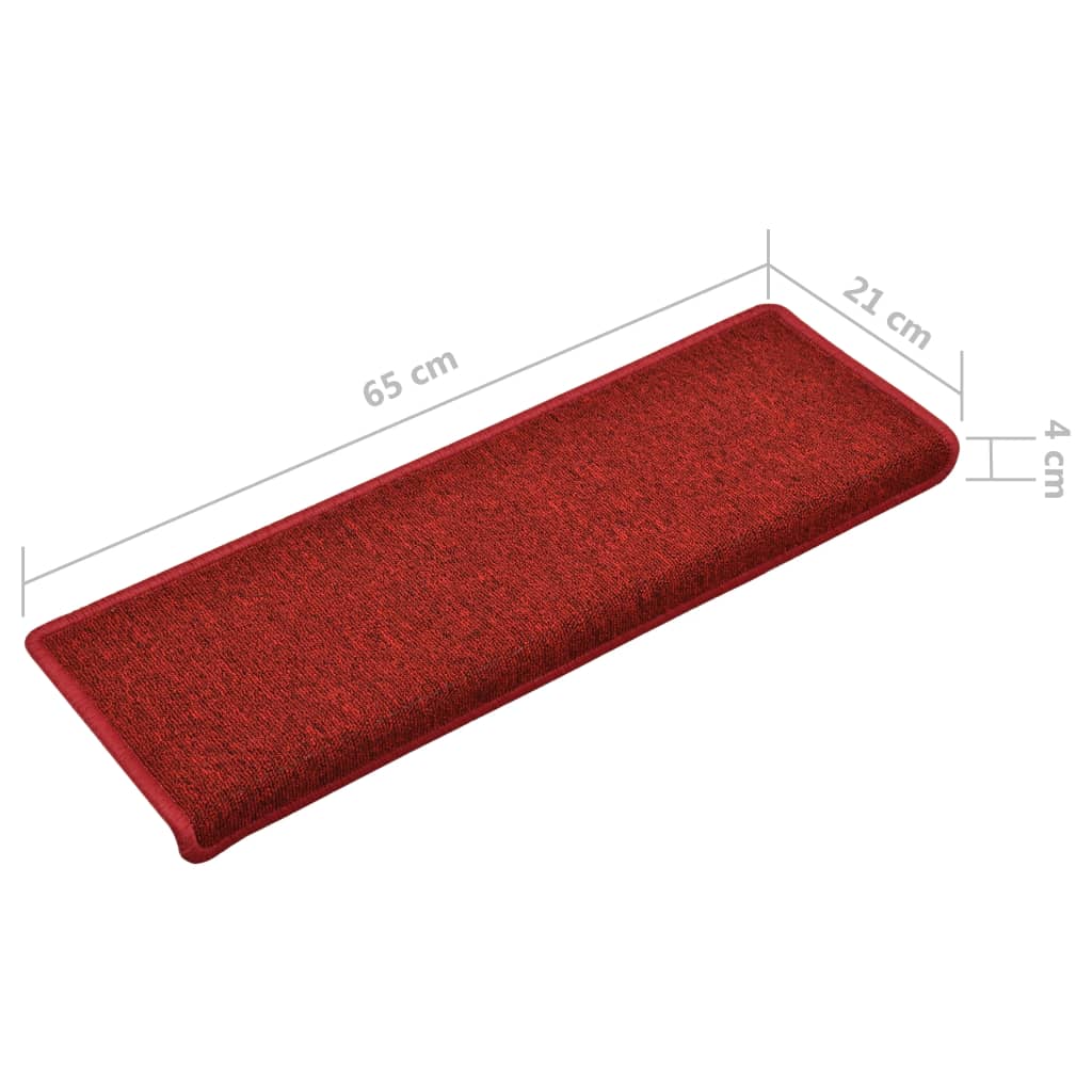 trappemåtter 15 stk. 65x21x4 cm rød rektangulær kant