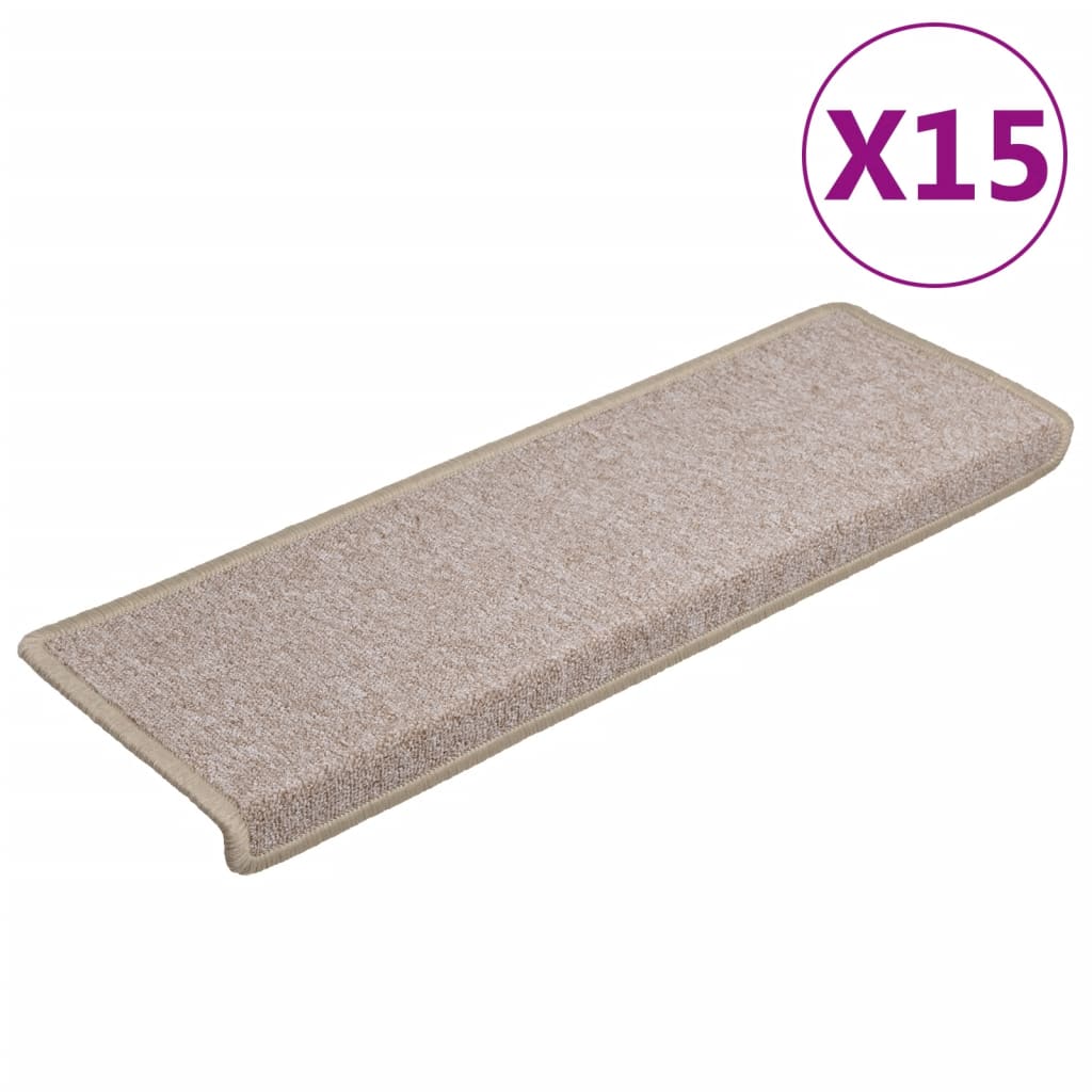 trappemåtter 15 stk. 65x21x4 cm taupe rektangulær kant