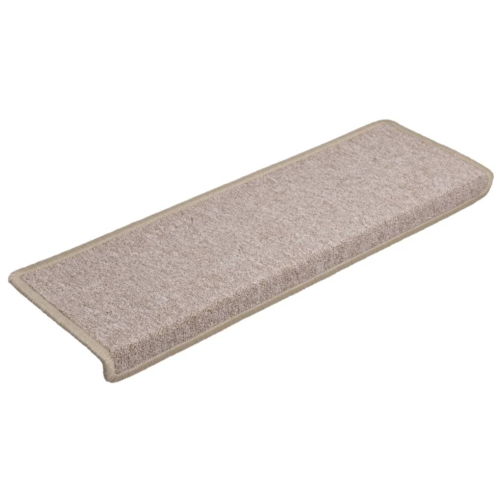 trappemåtter 15 stk. 65x21x4 cm taupe rektangulær kant
