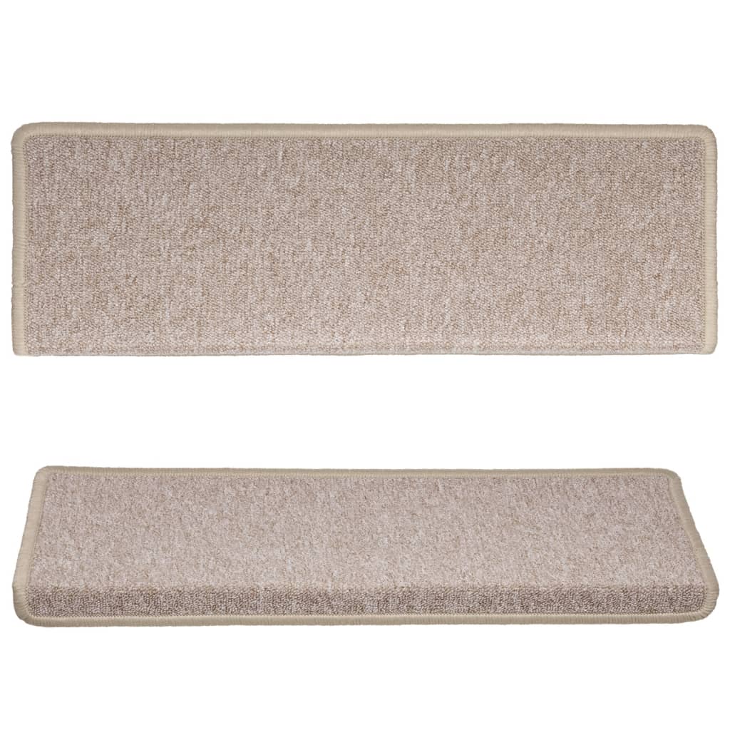 trappemåtter 15 stk. 65x21x4 cm taupe rektangulær kant