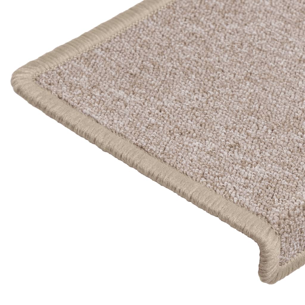 trappemåtter 15 stk. 65x21x4 cm taupe rektangulær kant