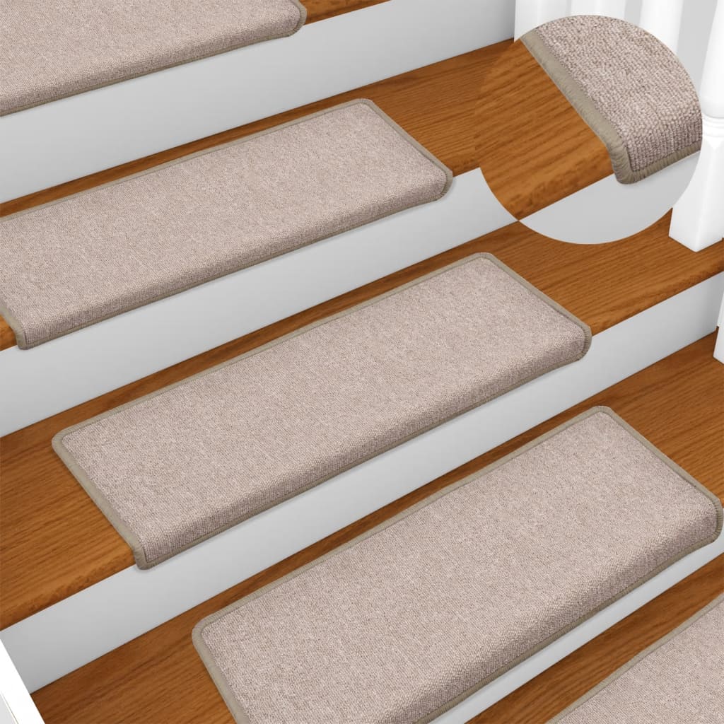 trappemåtter 15 stk. 65x21x4 cm taupe rektangulær kant