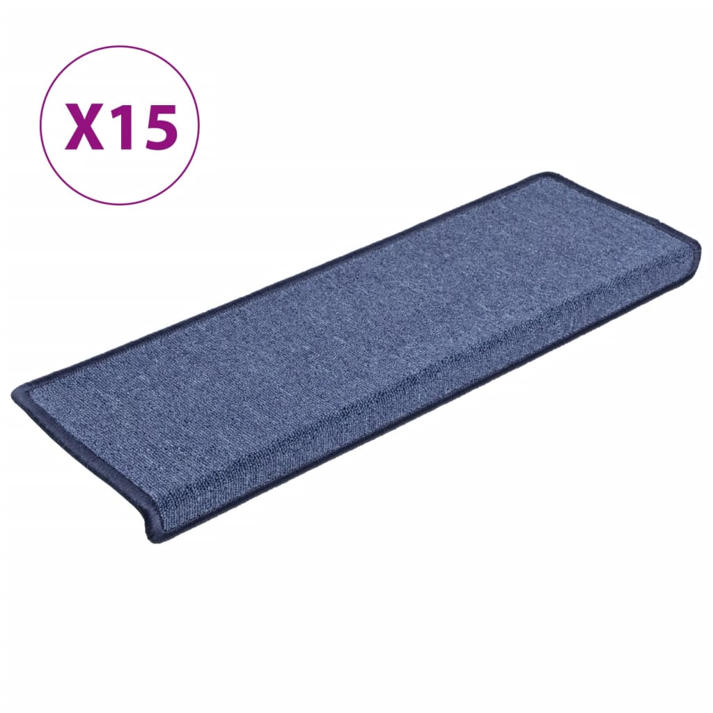 trappemåtter 15 stk. 65x21x4 cm blå rektangulær kant